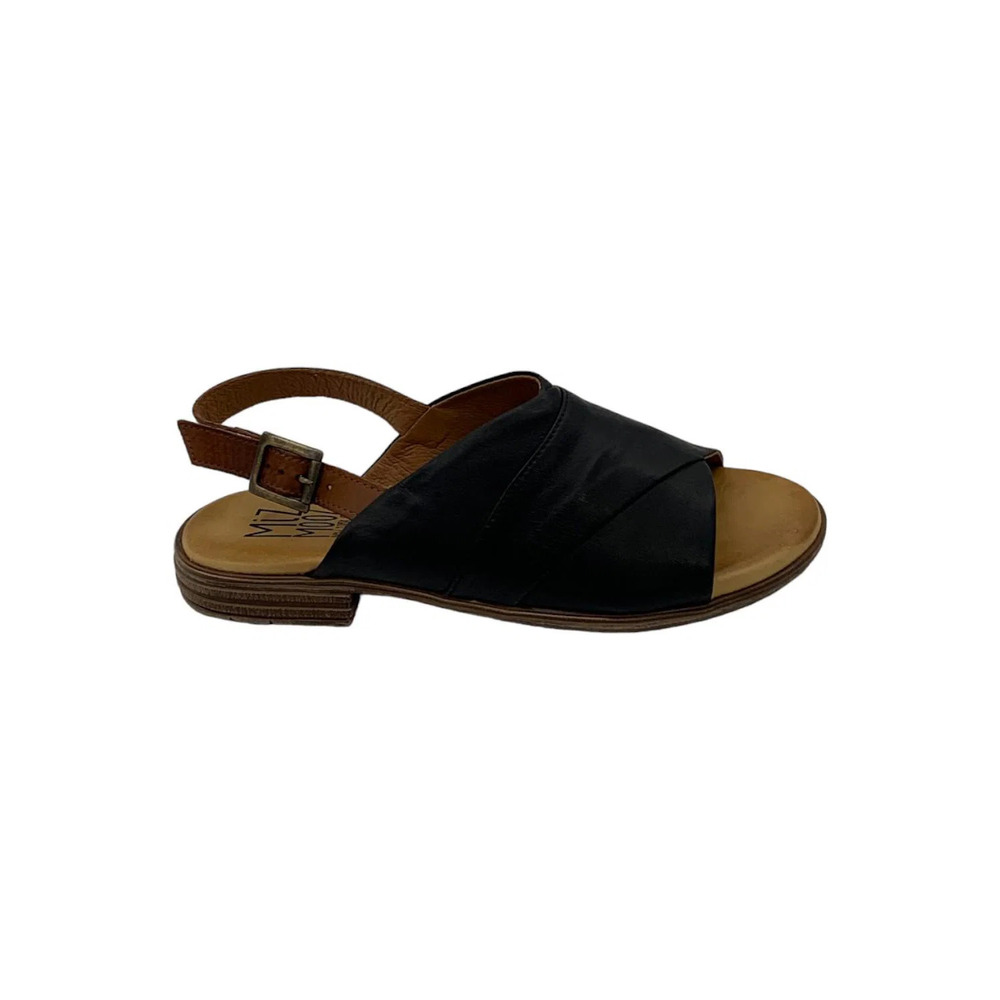 Miz Mooz Black and Brown Leather Slingback Sandal